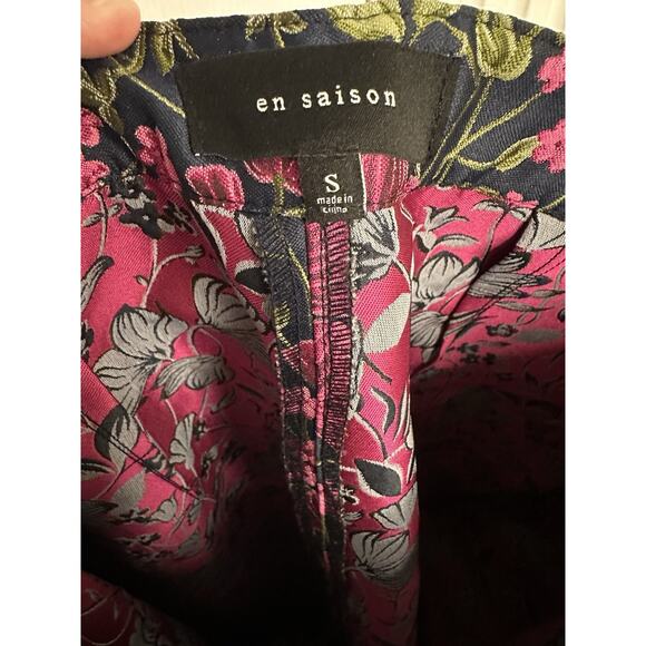 EUC ANTHRO En Saison Lilija Straight Jacquard Trousers Floral Zip Ankle Sz Small - Picture 7 of 8